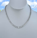 JAY FEDER 18K WHITE GOLD DIAMOND GRADUATED NECKLACE