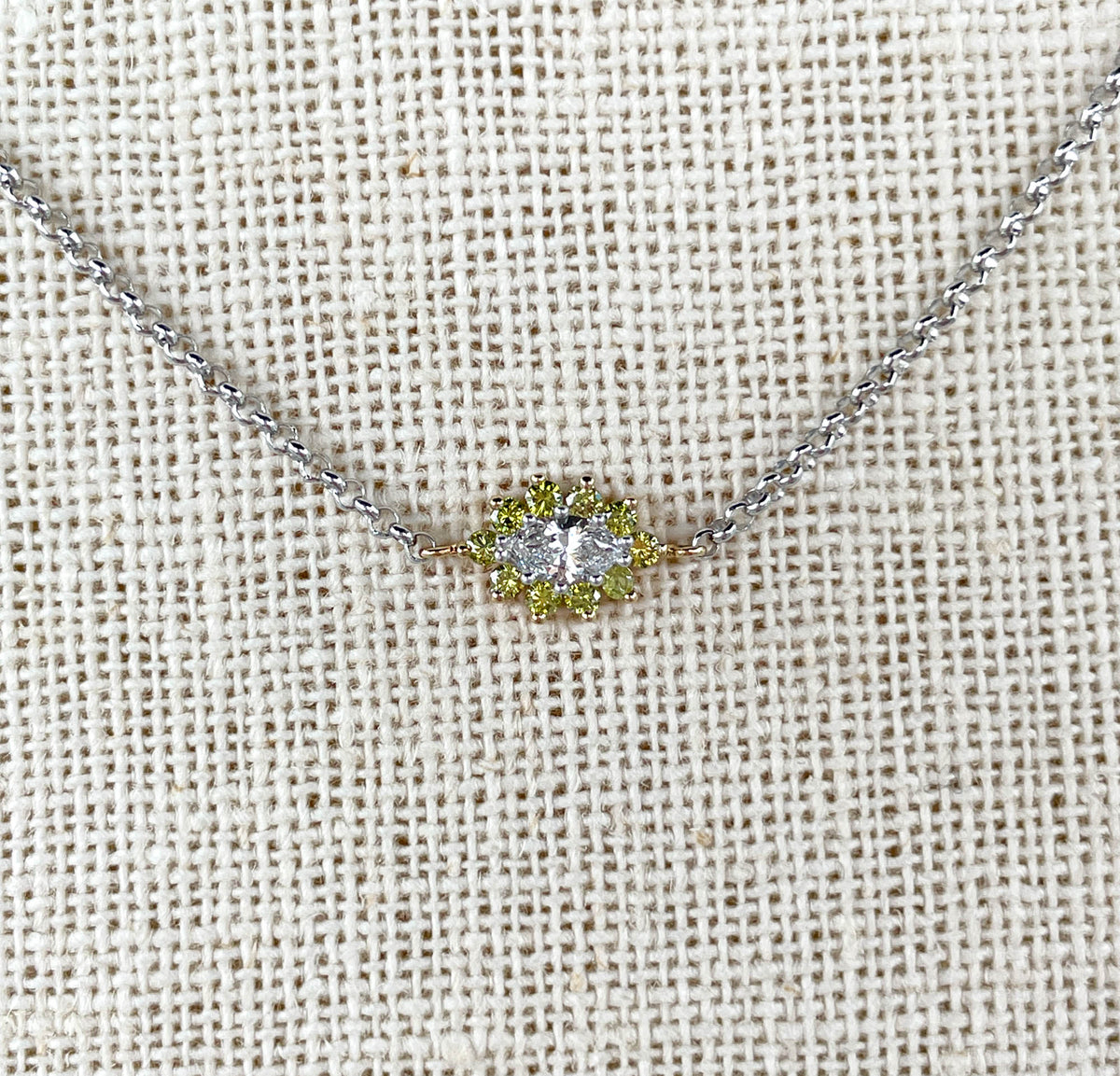 JAY FEDER 14K TWO TONE GOLD DIAMOND PENDANT NECKLACE