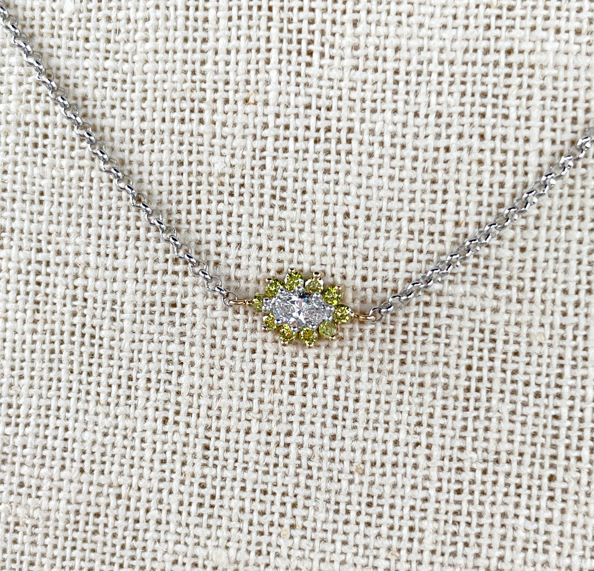 JAY FEDER 14K TWO TONE GOLD DIAMOND PENDANT NECKLACE