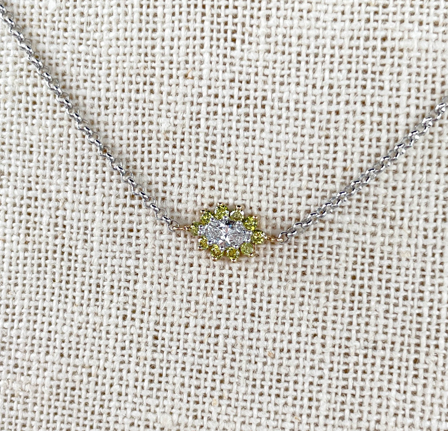 JAY FEDER 14K TWO TONE GOLD DIAMOND PENDANT NECKLACE