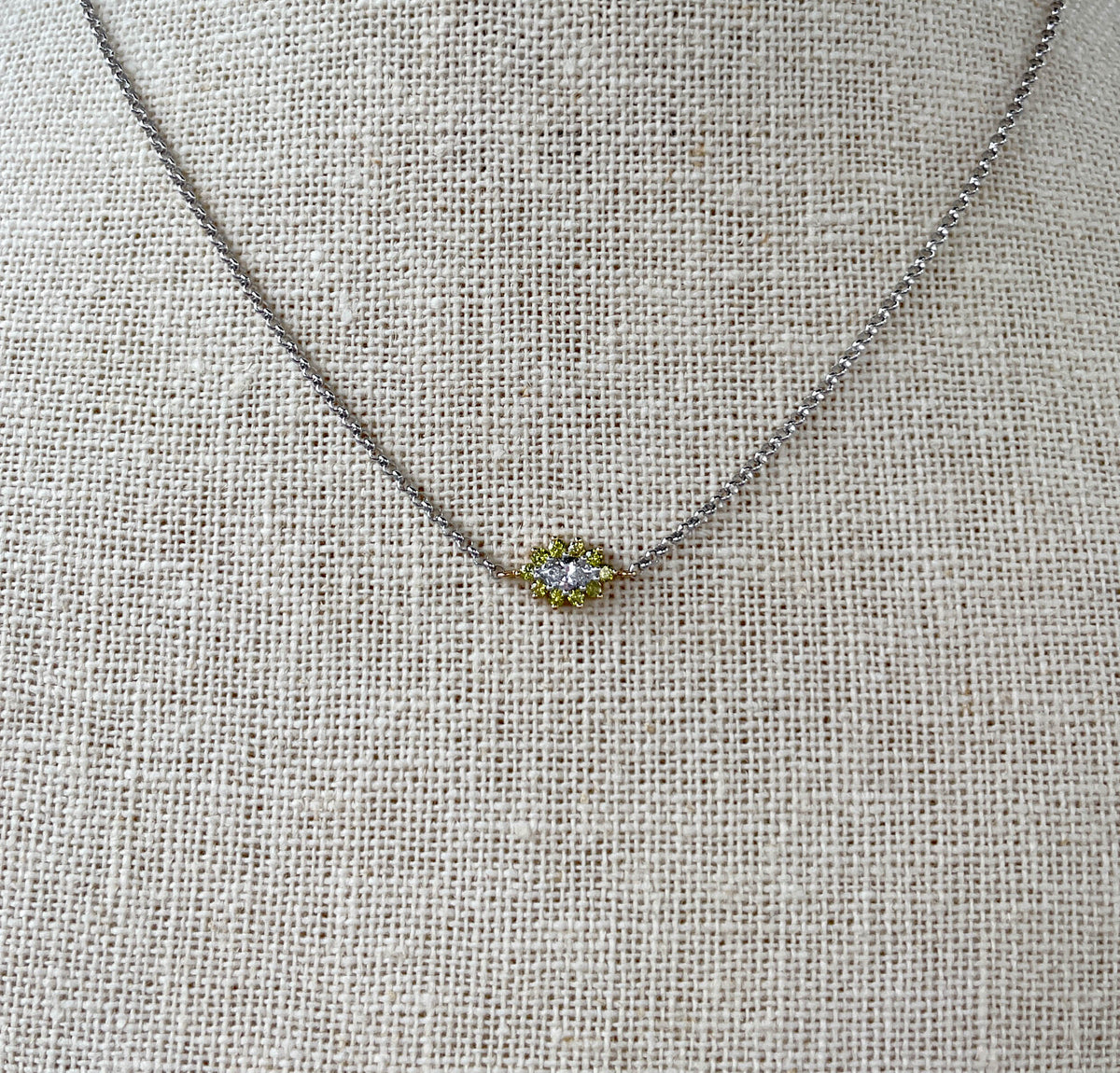 JAY FEDER 14K TWO TONE GOLD DIAMOND PENDANT NECKLACE