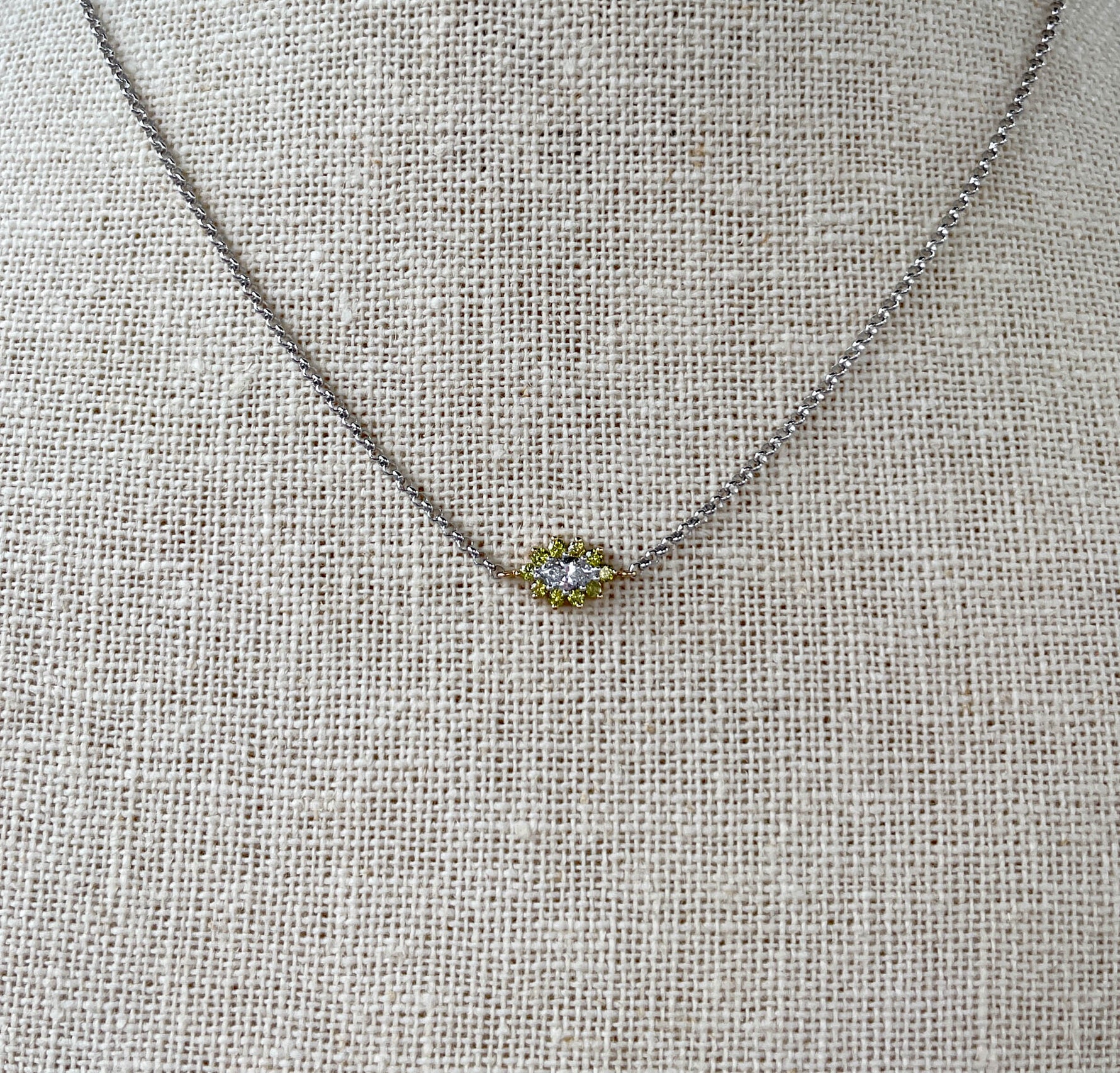 JAY FEDER 14K TWO TONE GOLD DIAMOND PENDANT NECKLACE