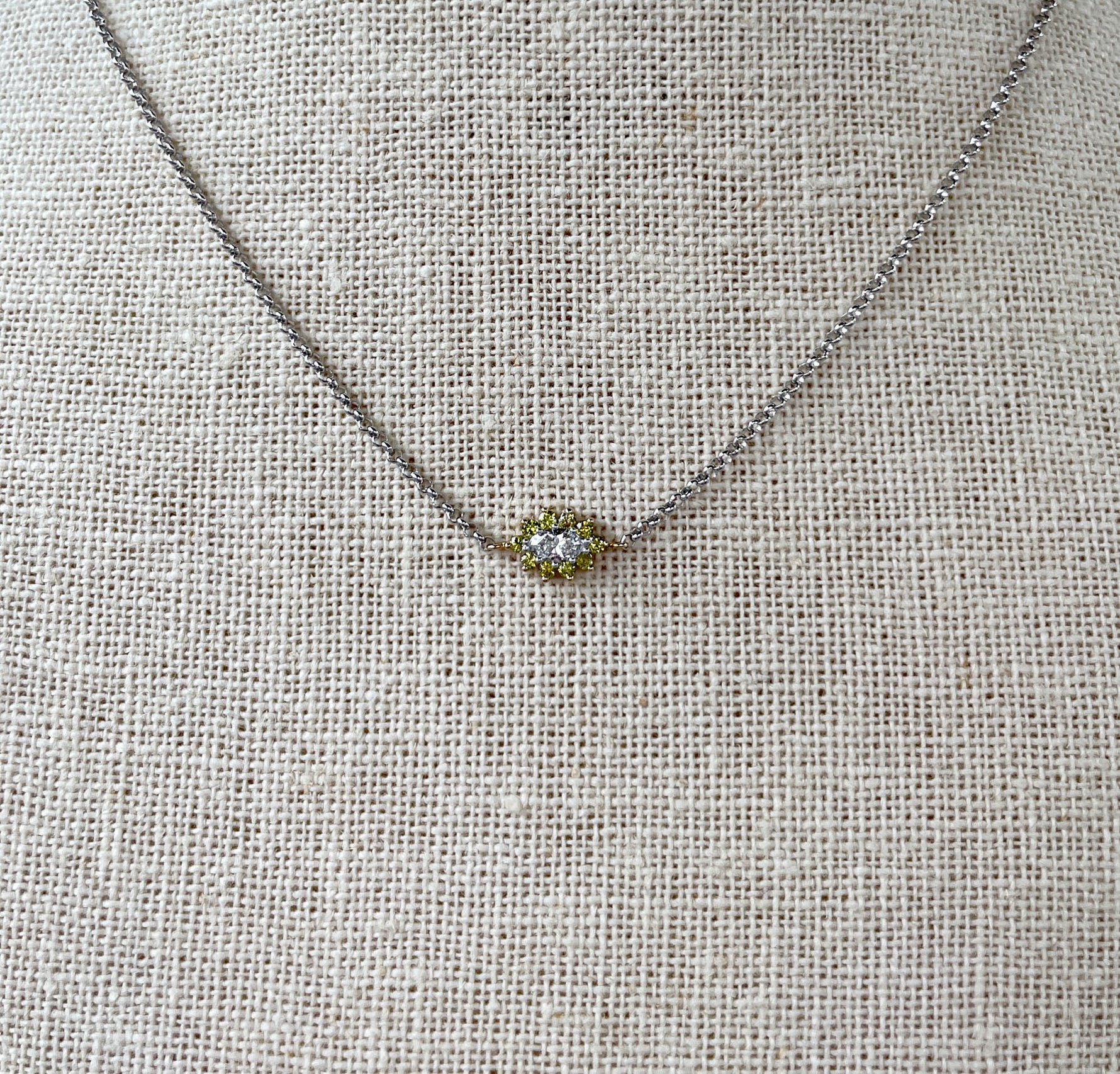 JAY FEDER 14K TWO TONE GOLD DIAMOND PENDANT NECKLACE