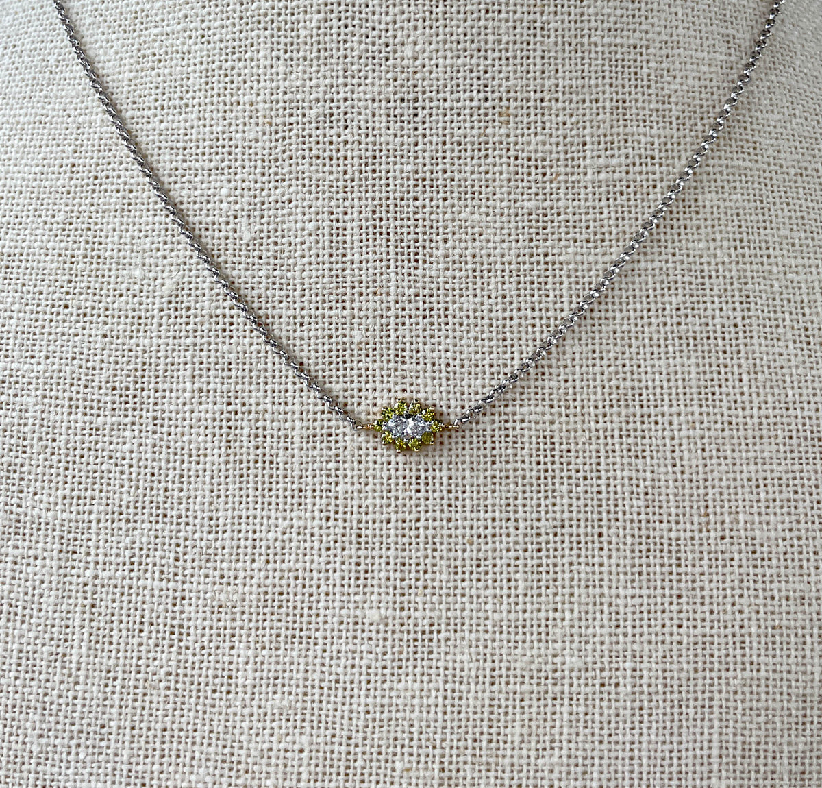 JAY FEDER 14K TWO TONE GOLD DIAMOND PENDANT NECKLACE