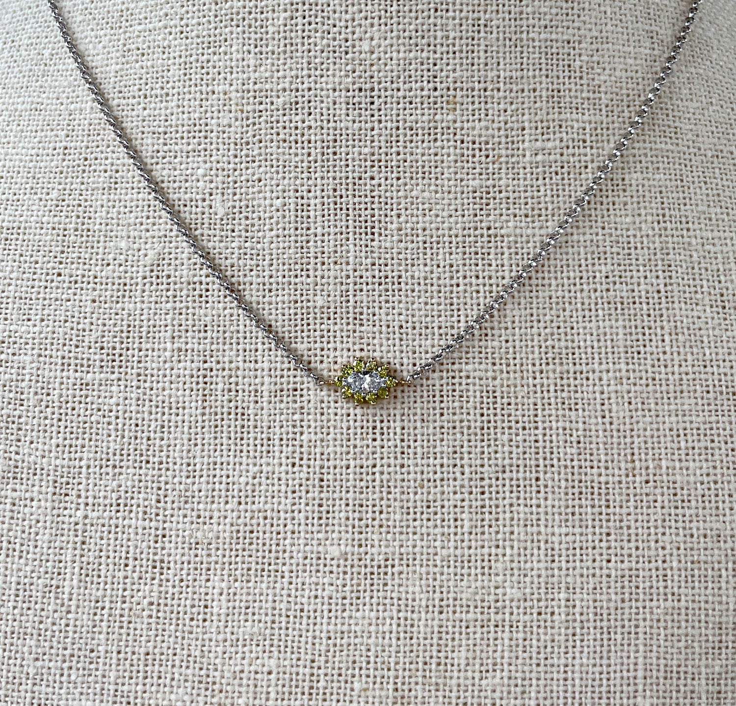 JAY FEDER 14K TWO TONE GOLD DIAMOND PENDANT NECKLACE