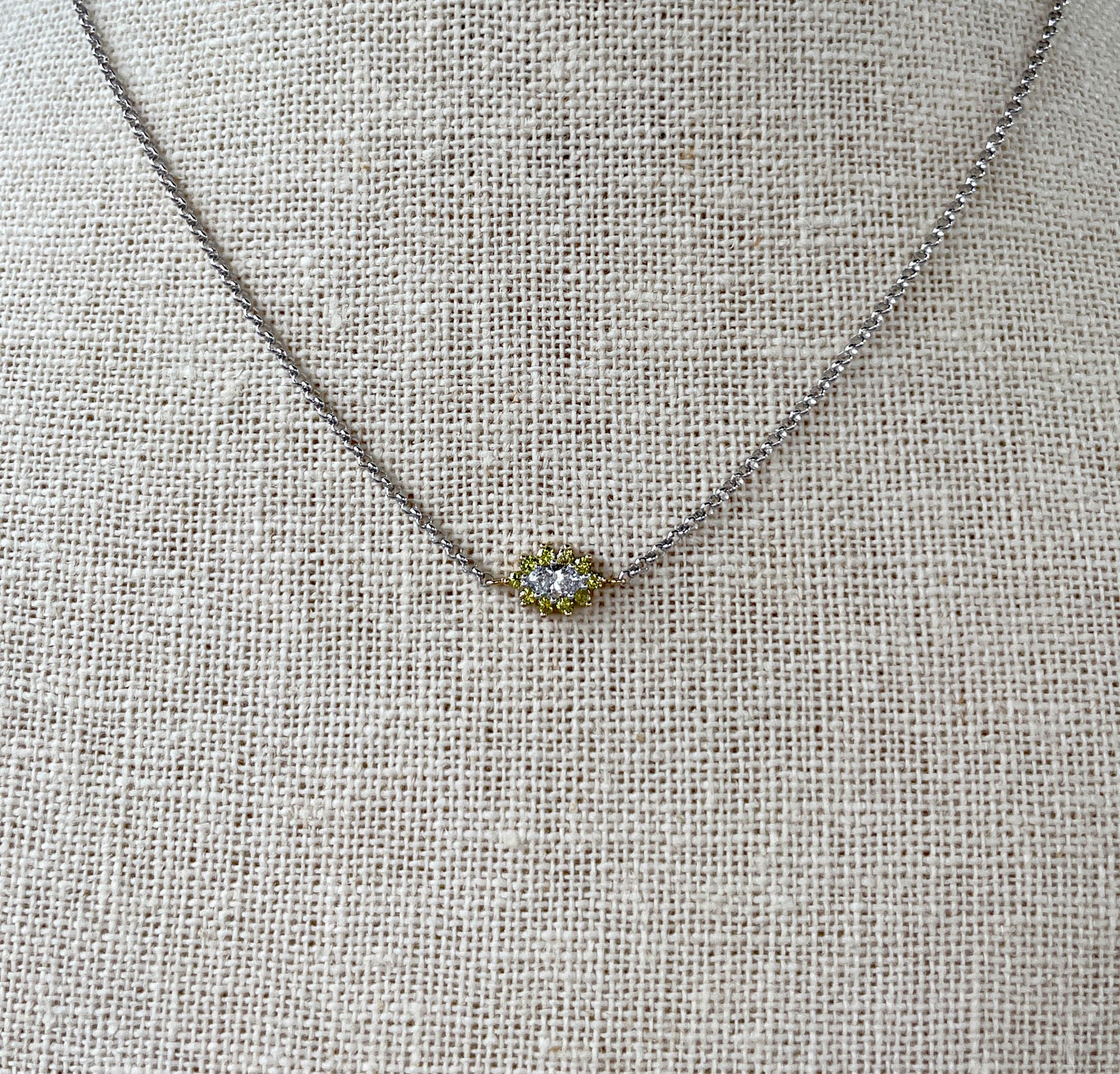 JAY FEDER 14K TWO TONE GOLD DIAMOND PENDANT NECKLACE