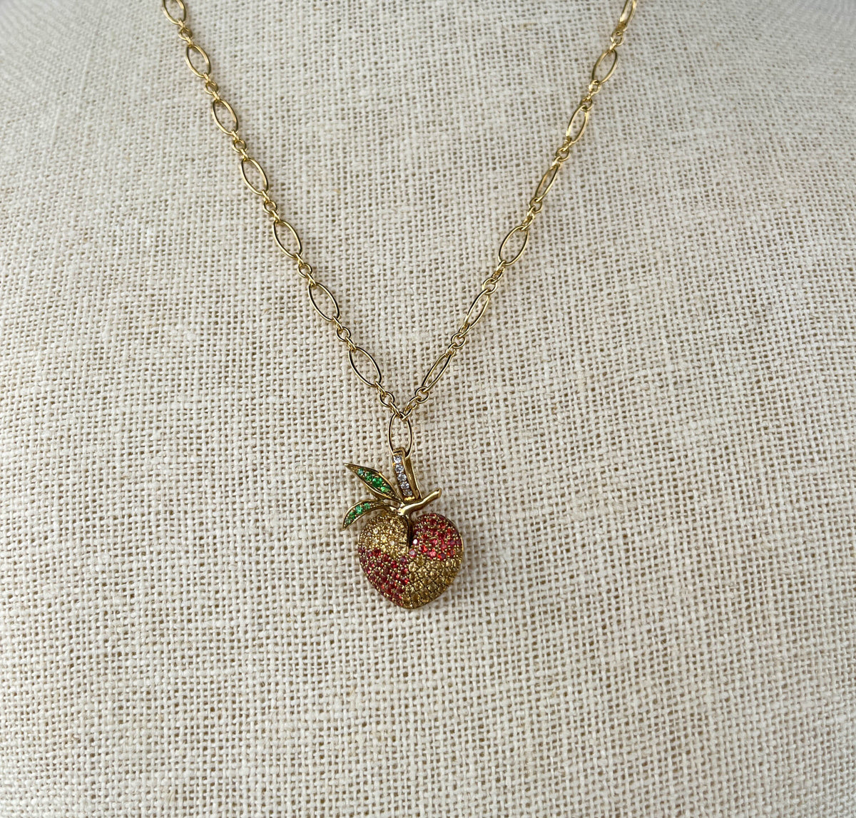 Khai Khai 18k yellow gold  Multi colored Diamond Gummy Peach Clip On Charm Necklace