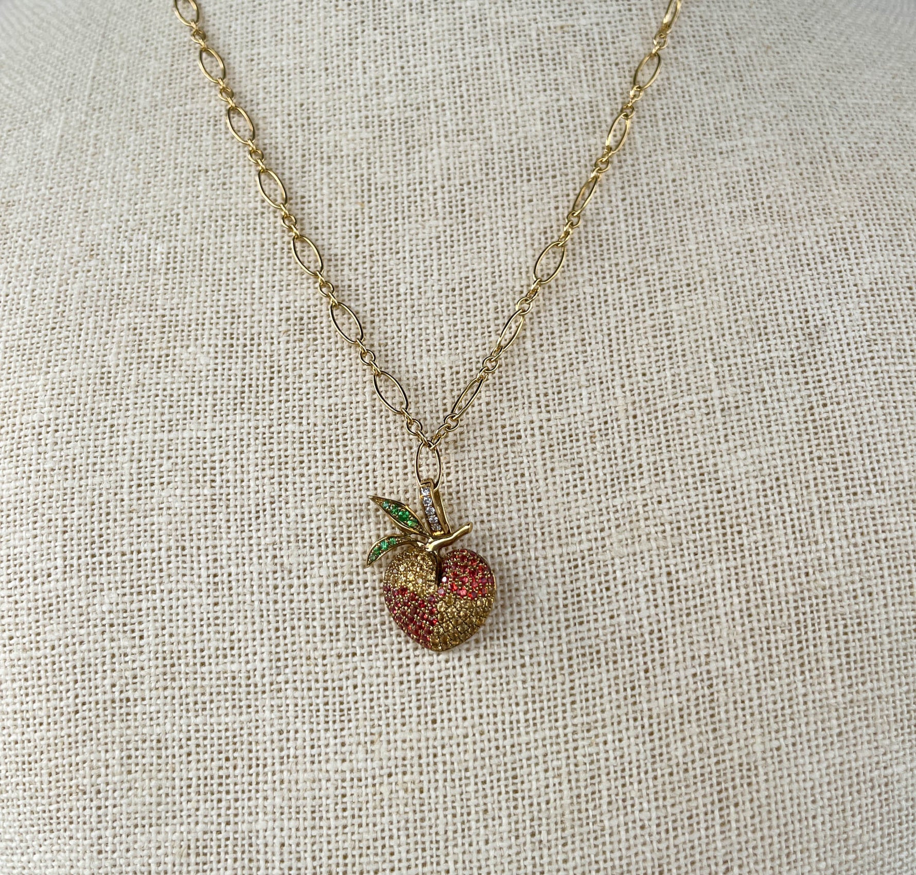 Khai Khai 18k yellow gold  Multi colored Diamond Gummy Peach Clip On Charm Necklace