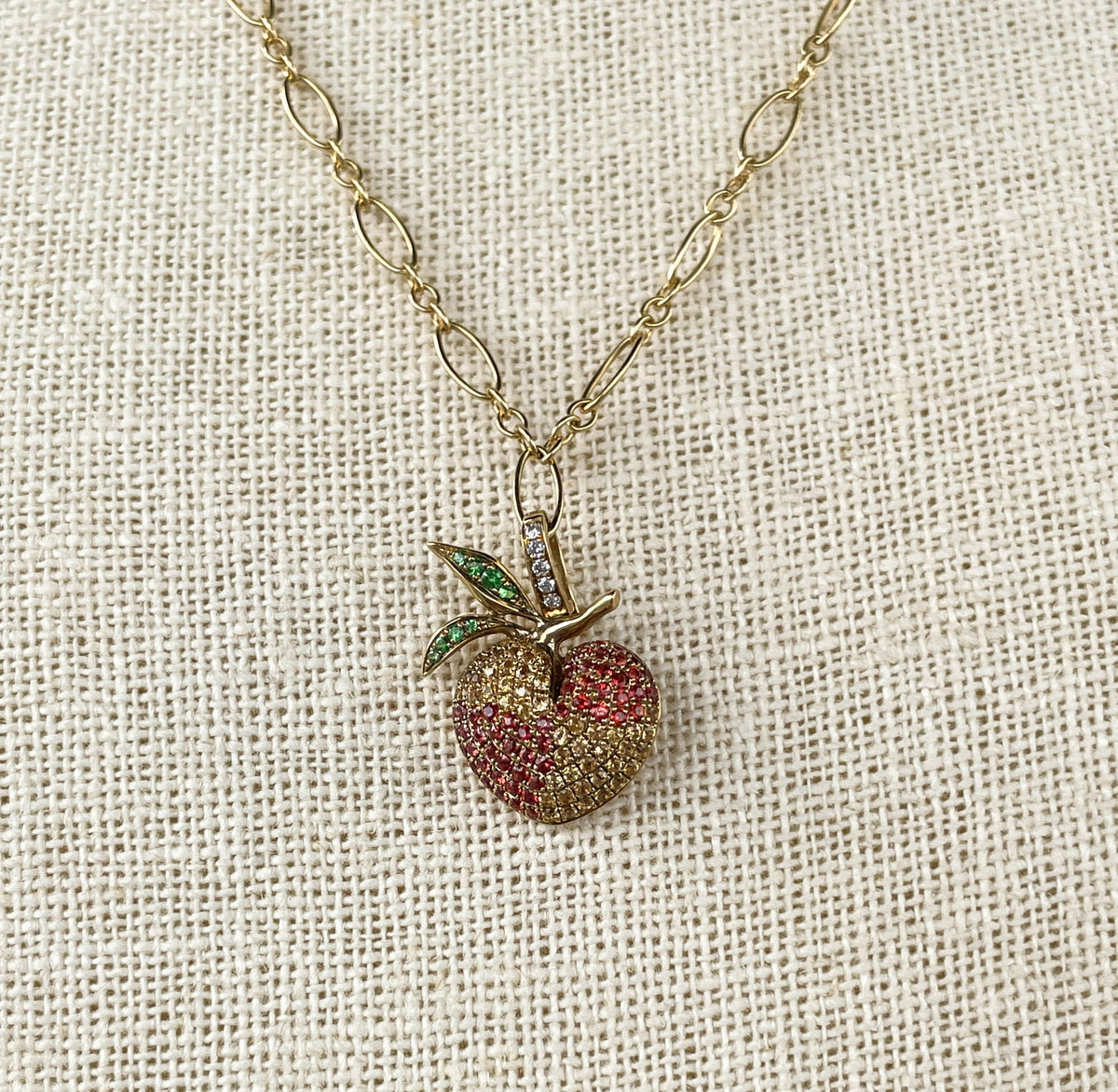 Khai Khai 18k yellow gold  Multi colored Diamond Gummy Peach Clip On Charm Necklace