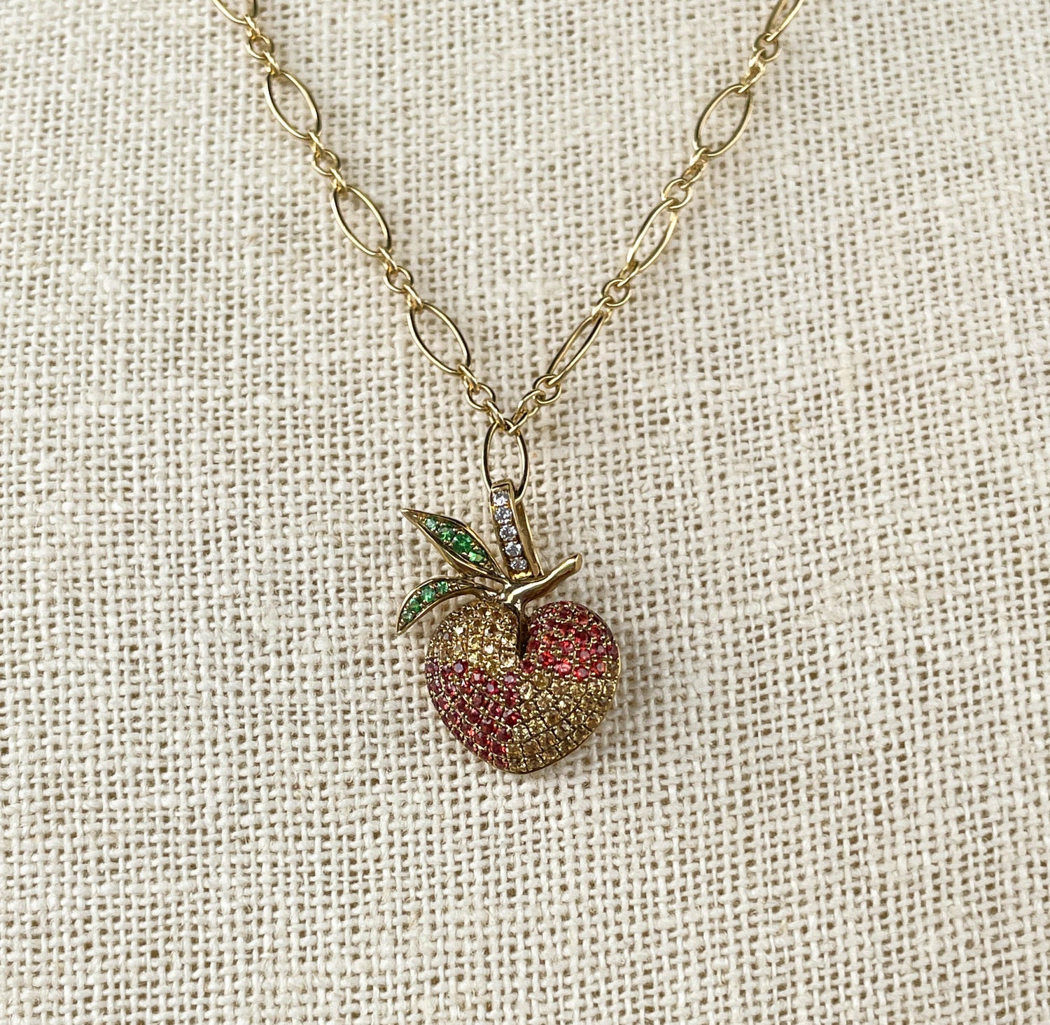 Khai Khai 18k yellow gold  Multi colored Diamond Gummy Peach Clip On Charm Necklace