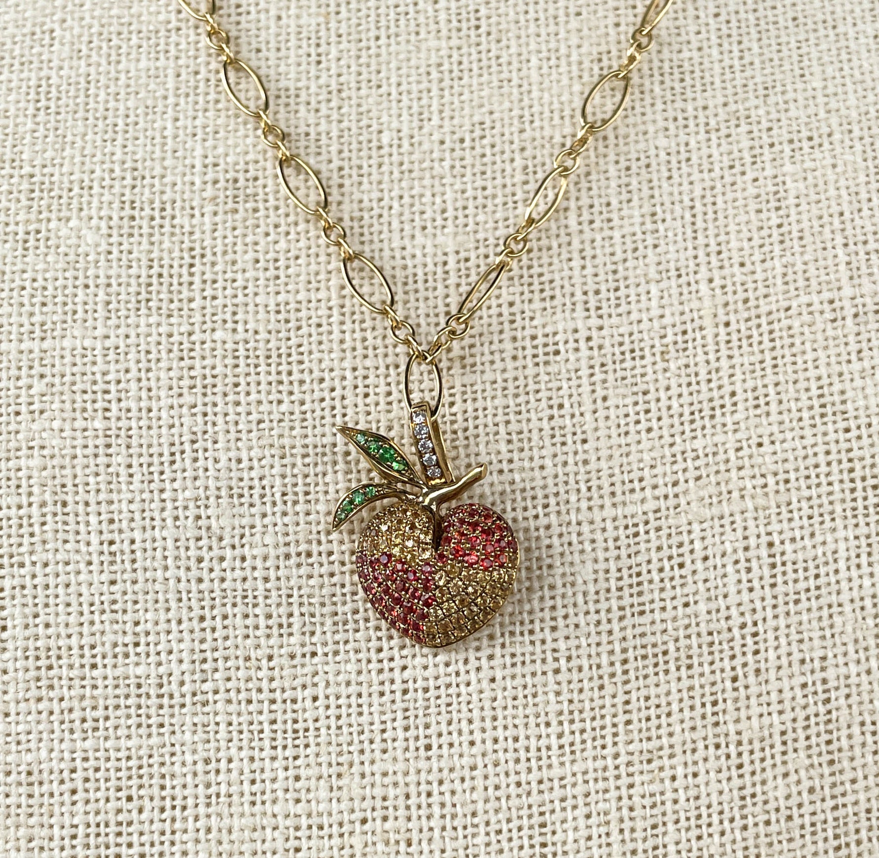 Khai Khai 18k yellow gold  Multi colored Diamond Gummy Peach Clip On Charm Necklace