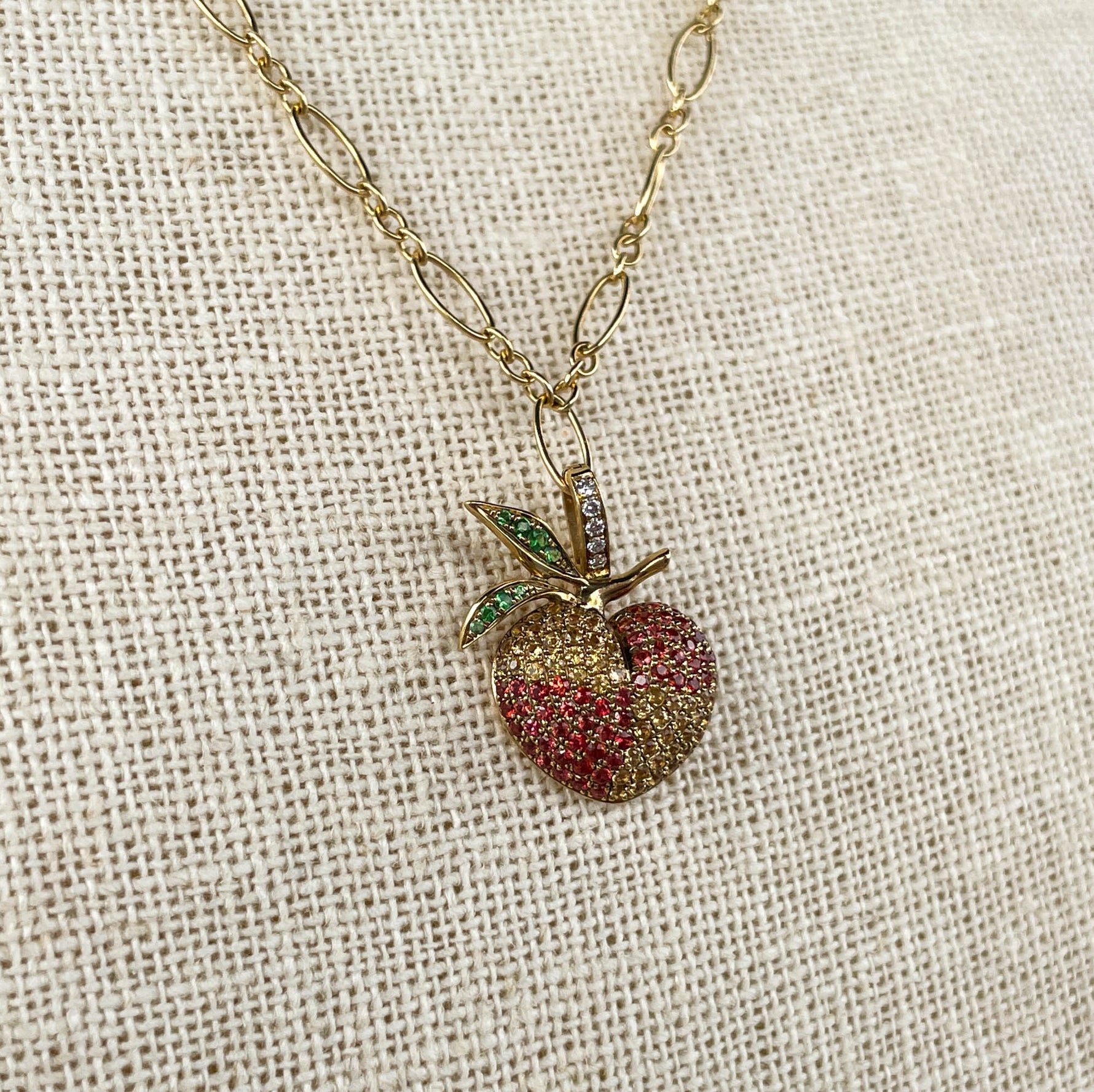 Khai Khai 18k yellow gold  Multi colored Diamond Gummy Peach Clip On Charm Necklace