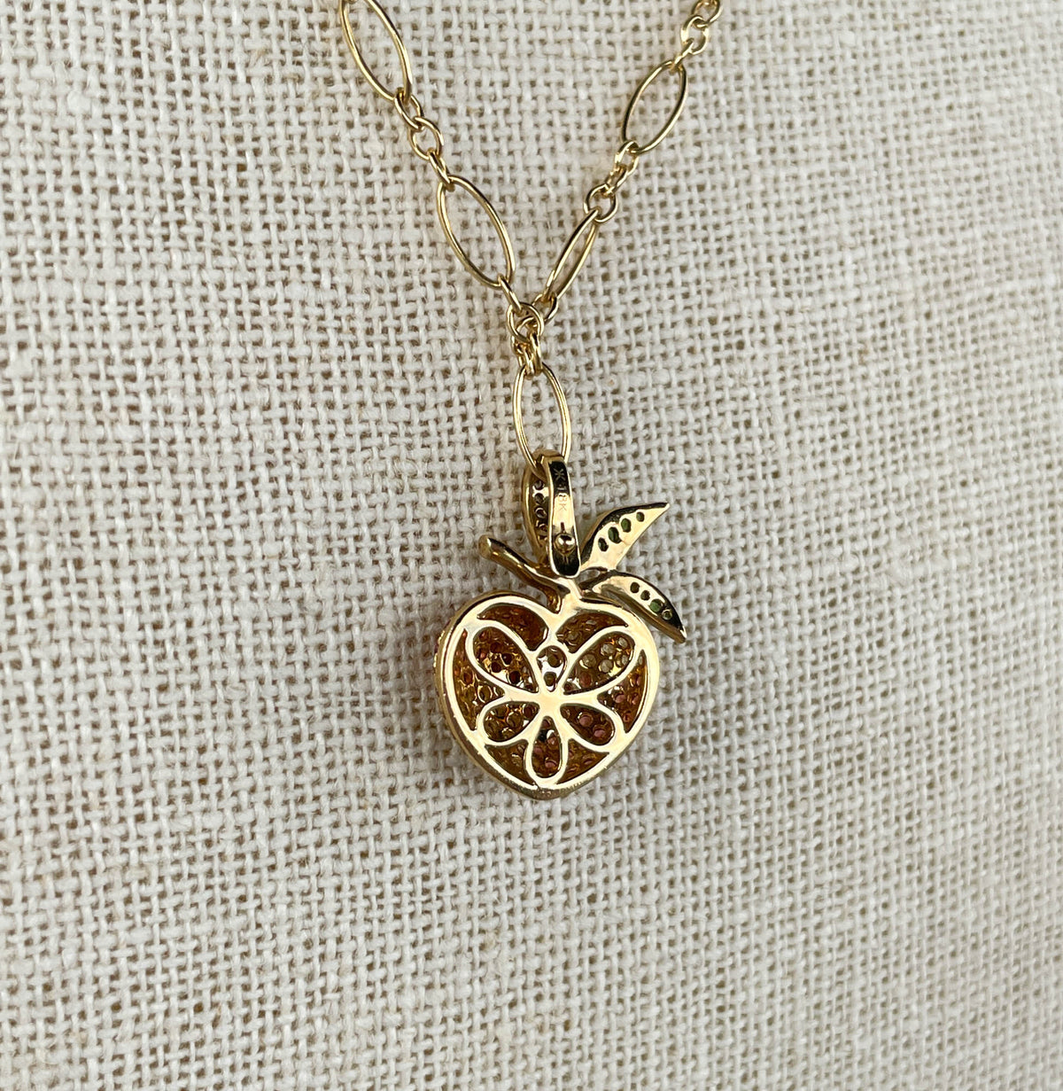 Khai Khai 18k yellow gold  Multi colored Diamond Gummy Peach Clip On Charm Necklace