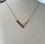Khai Khai 18k Yellow Gold Ruby Diamond Palme Necklace