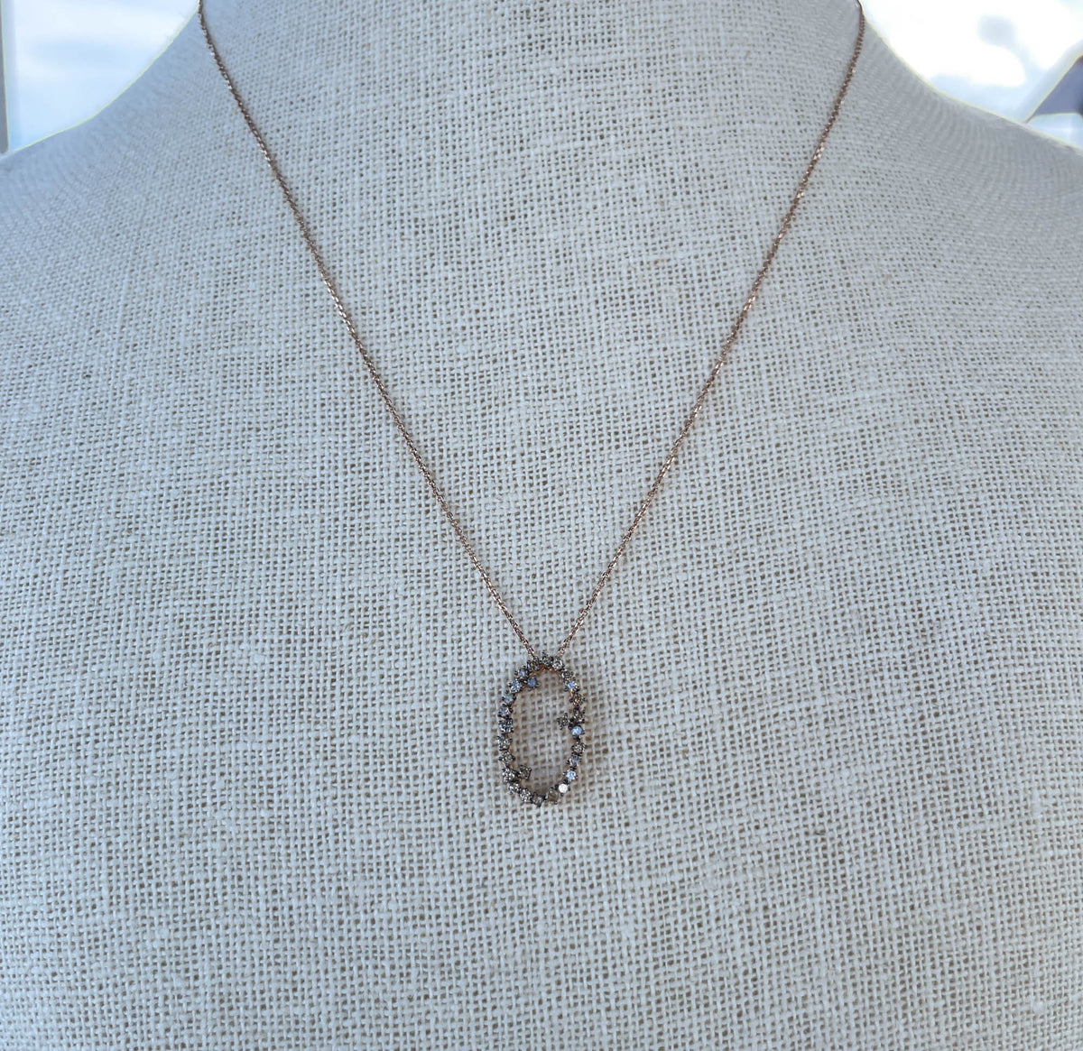 Suzanne Kalan 14K Rose Gold Champagne Diamond Starburst Oval Pendant