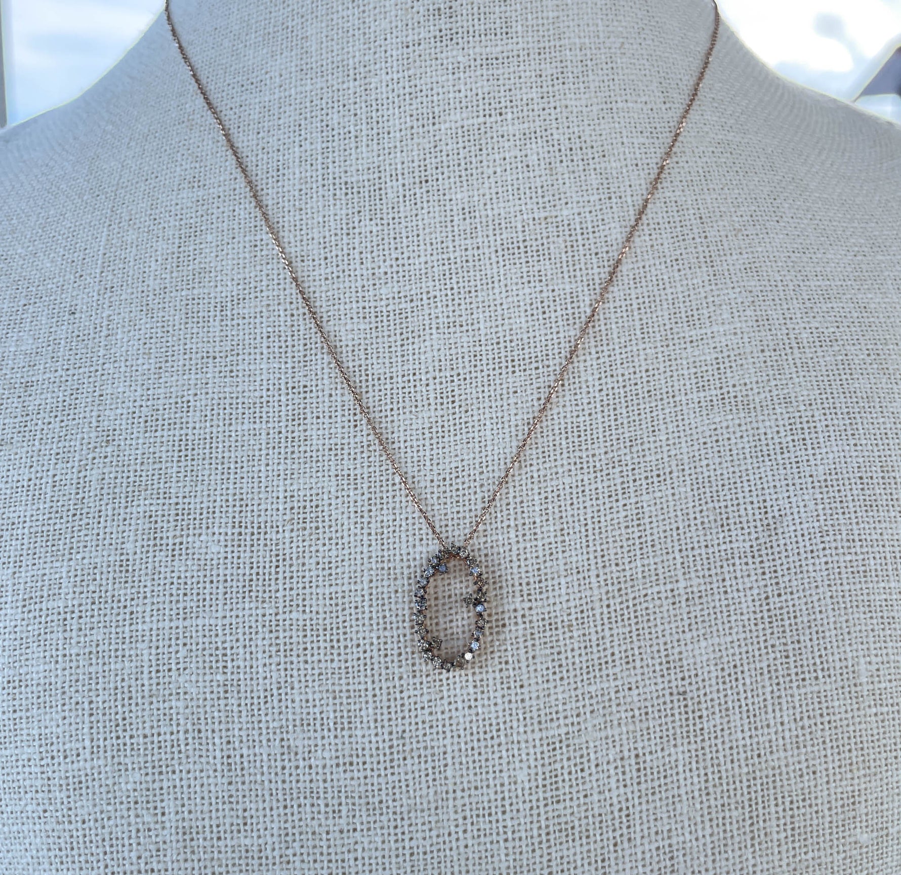 Suzanne Kalan 14K Rose Gold Champagne Diamond Starburst Oval Pendant