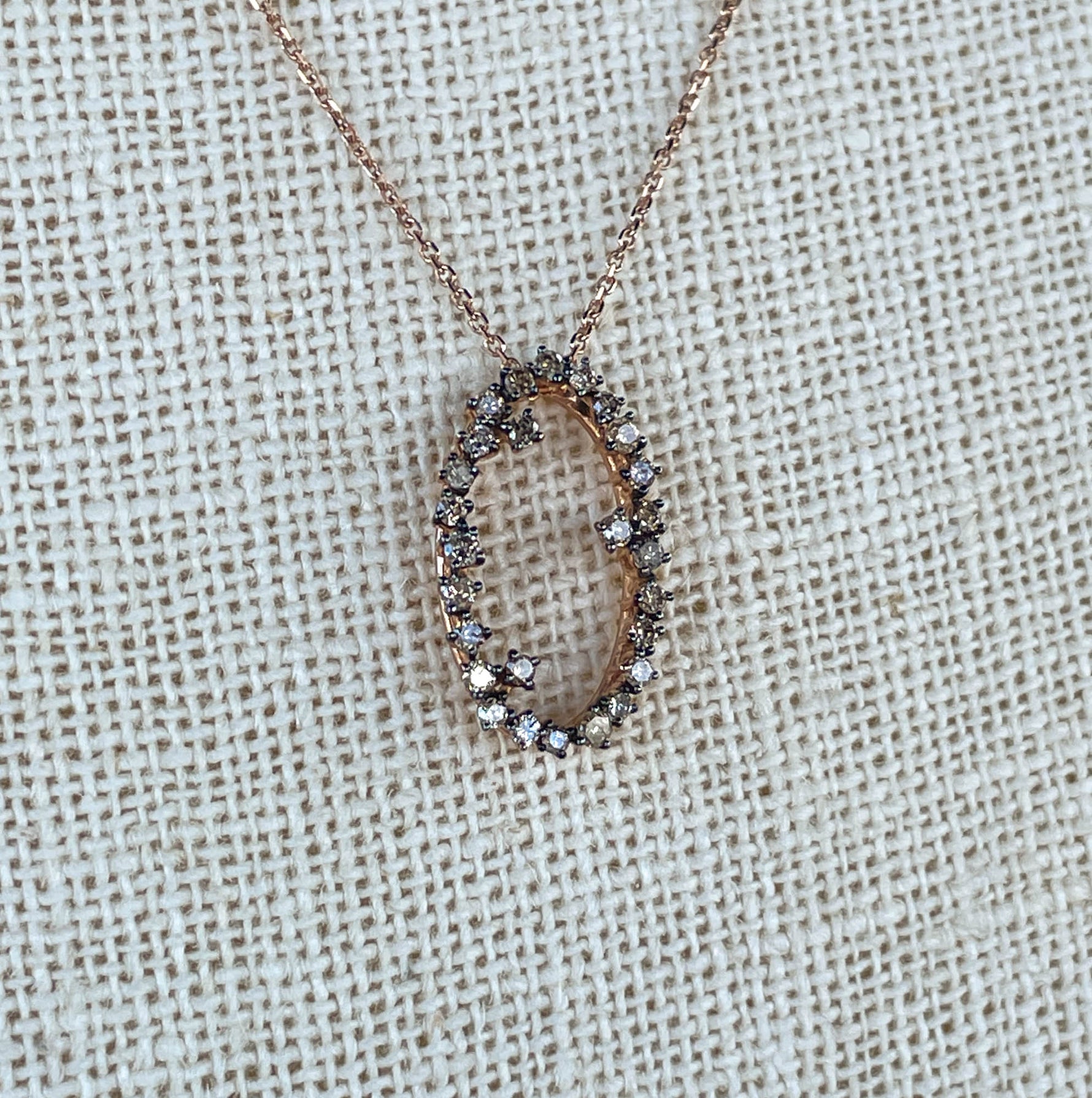 Suzanne Kalan 14K Rose Gold Champagne Diamond Starburst Oval Pendant