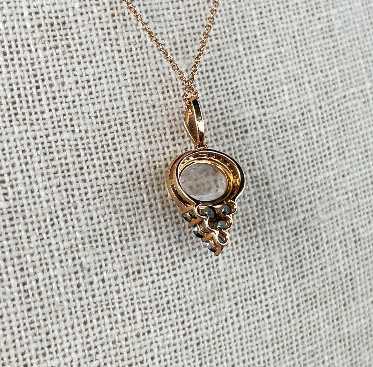 Laura Medine 18k white gold Moonstone Alexandrite Diamond Charm Pendant Necklace