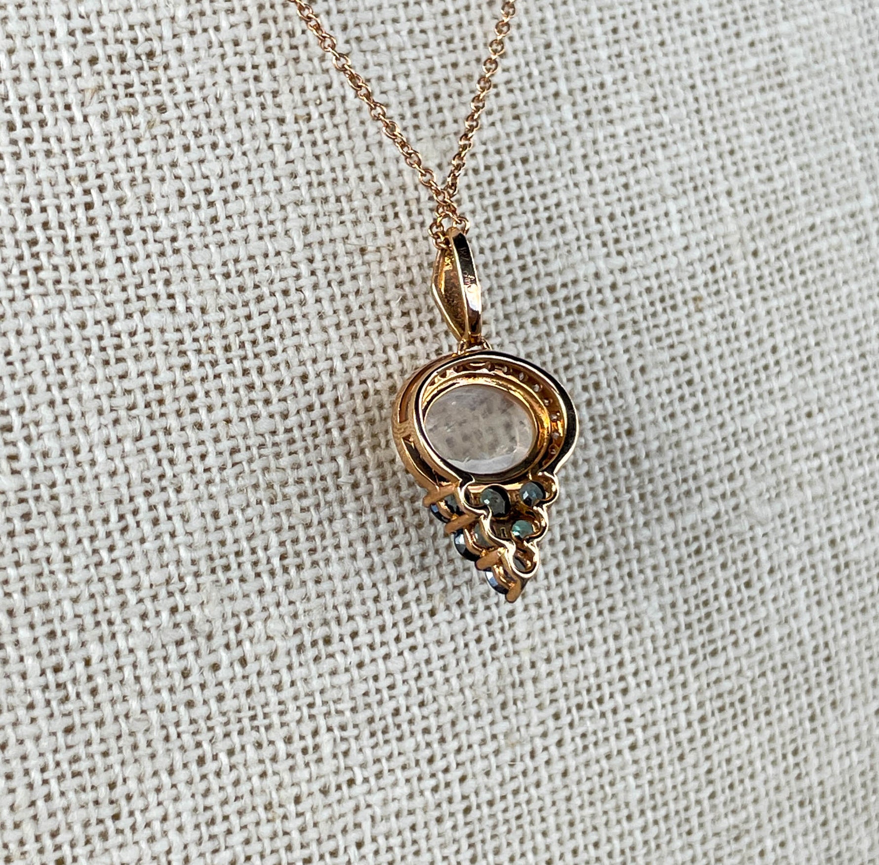 Laura Medine 18k white gold Moonstone Alexandrite Diamond Charm Pendant Necklace