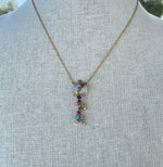 Laura Medine 18k Yellow Gold Moonstone Multi-colored Stone Necklace