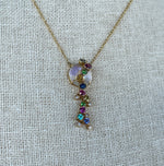 Laura Medine 18k Yellow Gold Moonstone Multi-colored Stone Necklace