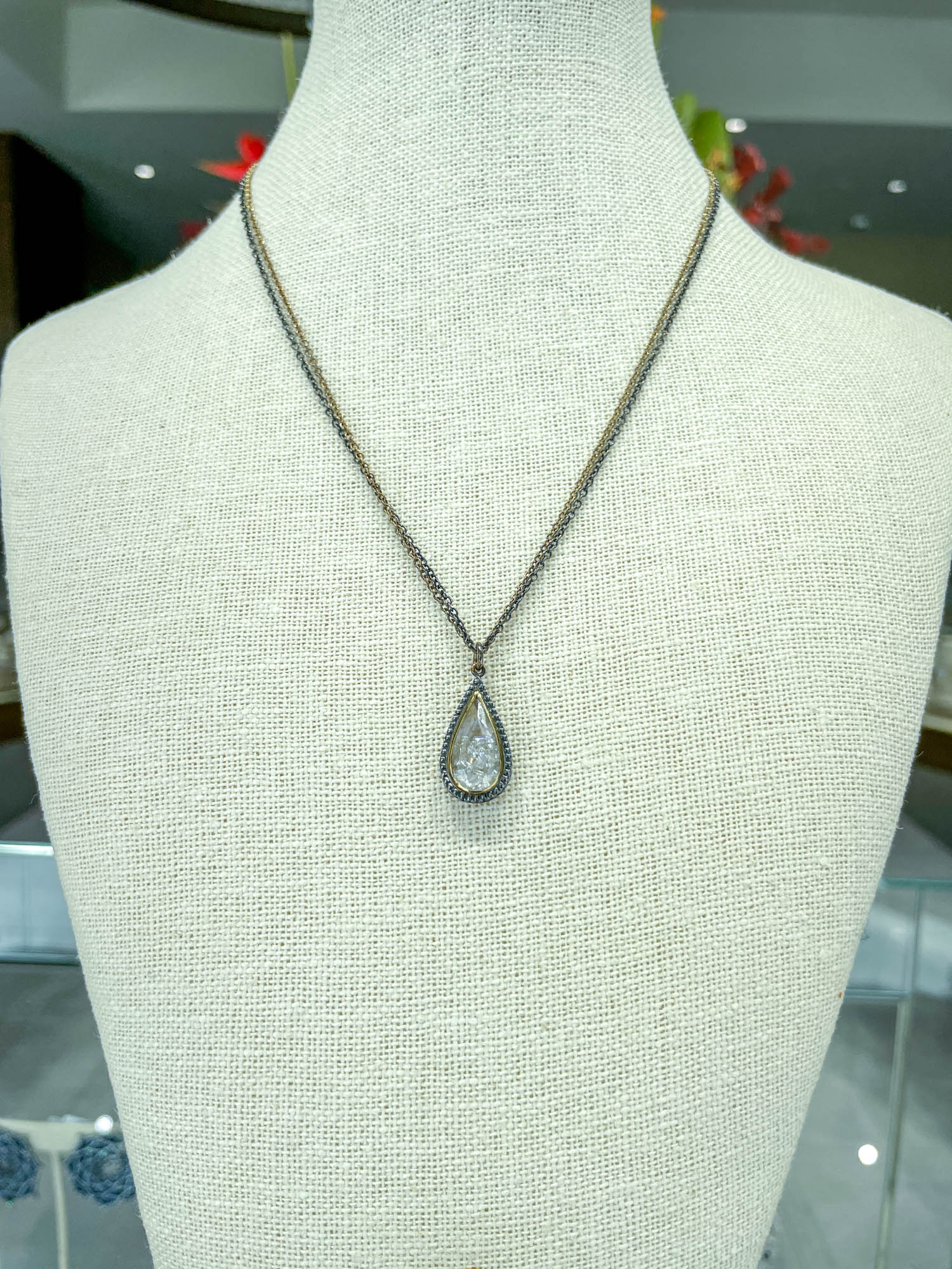 Moritz Glik 18K Yellow Gold Diamond White Sapphire Shaker Necklace