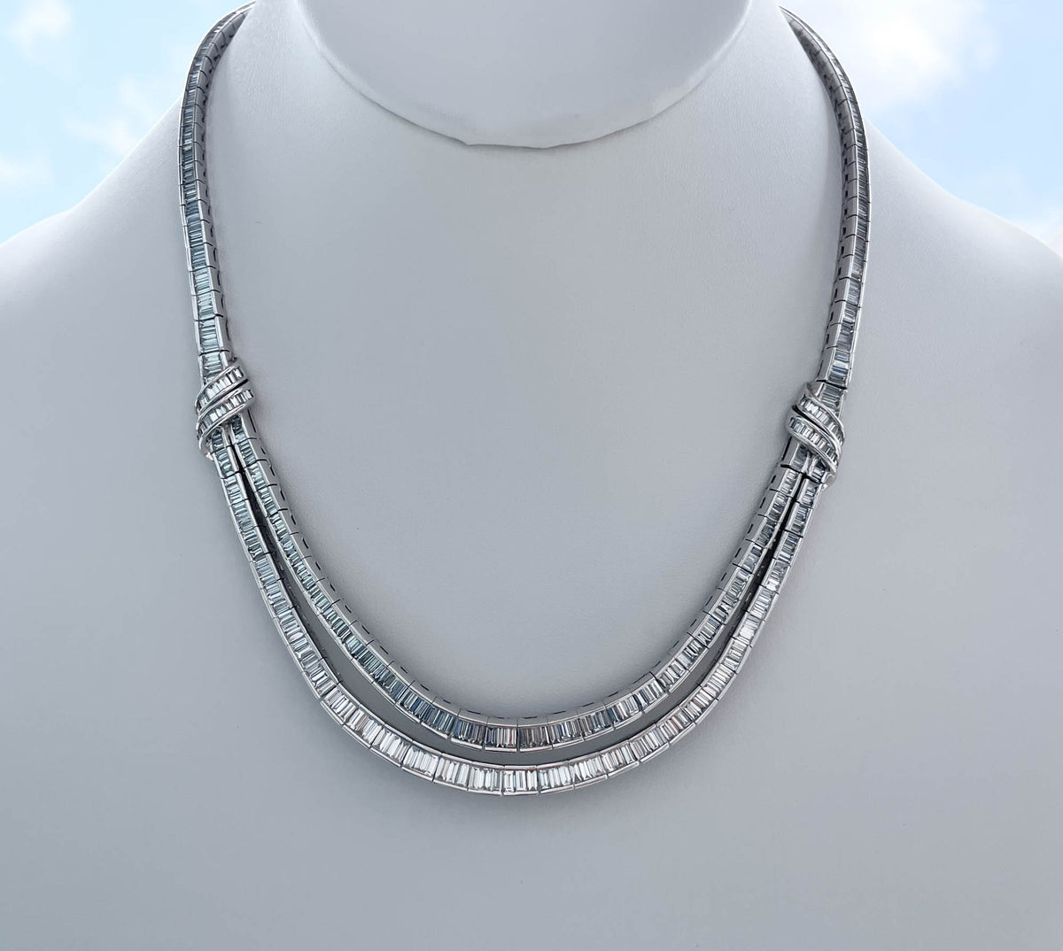 Jay Feder Platinum Diamond Collar Necklace