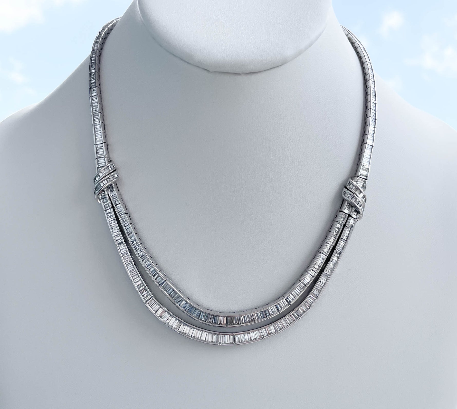 Jay Feder Platinum Diamond Collar Necklace