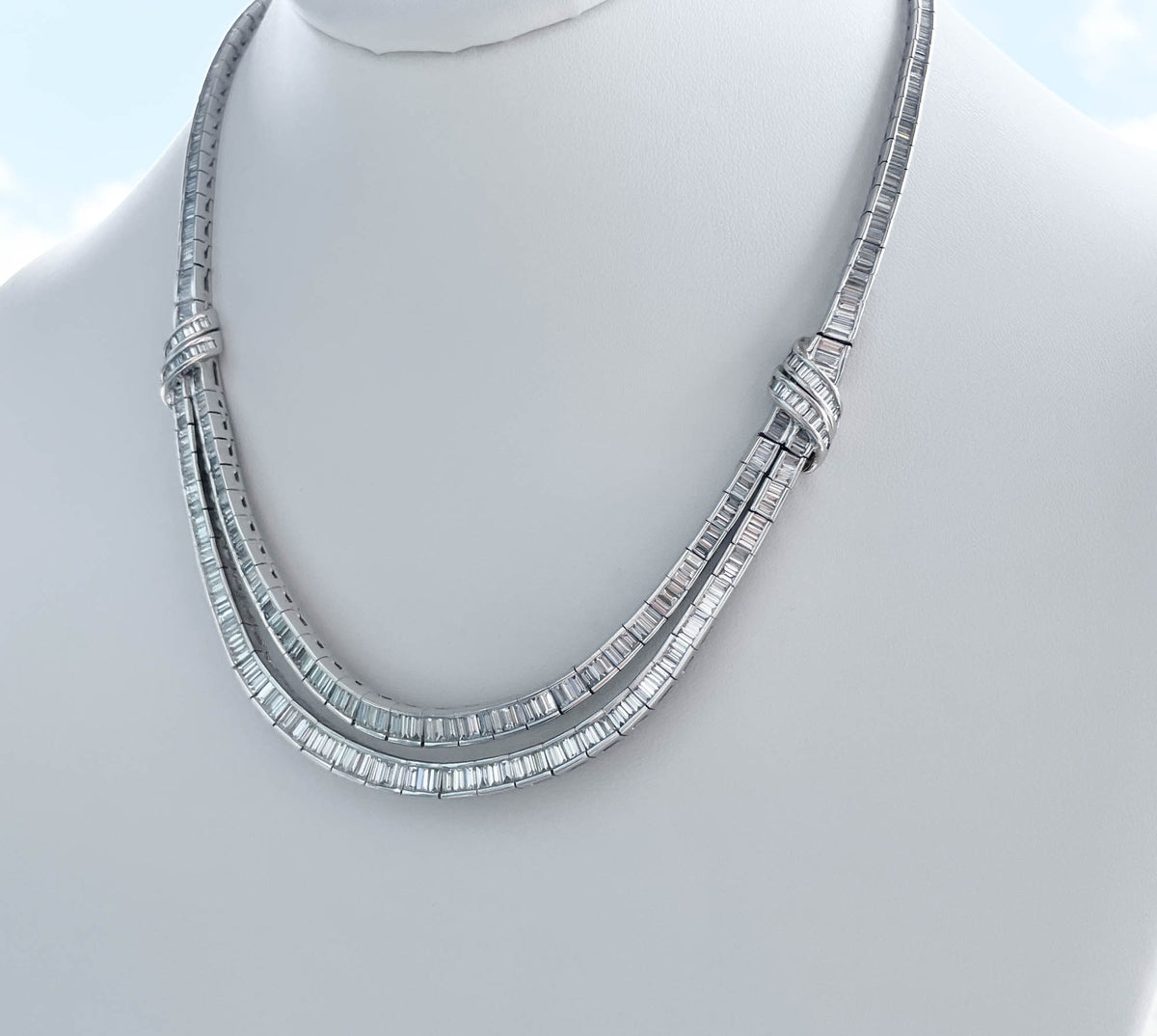 Jay Feder Platinum Diamond Collar Necklace