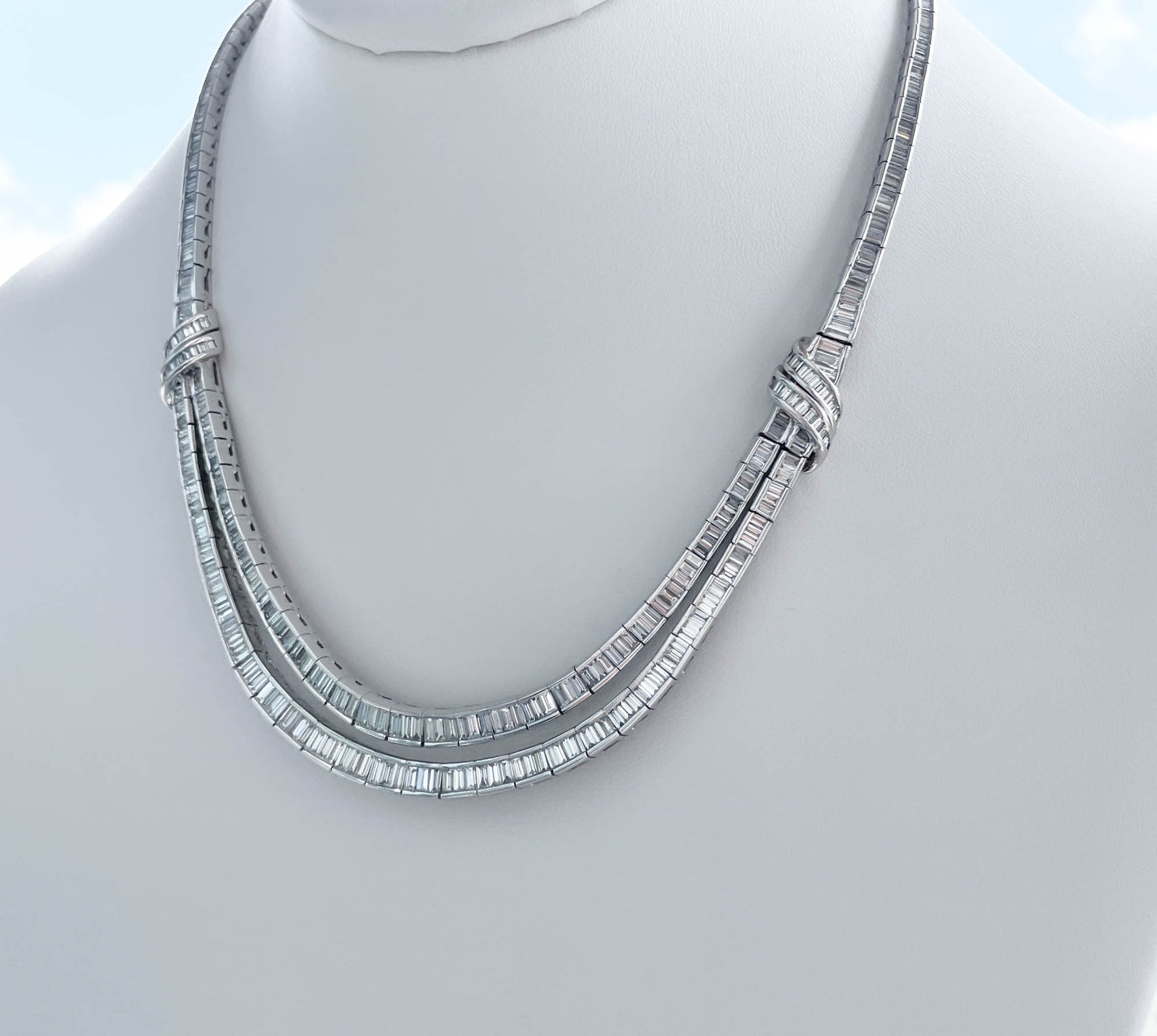 Jay Feder Platinum Diamond Collar Necklace