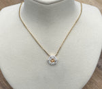 JAY FEDER 14K YELLOW GOLD DIAMOND ENAMEL HEXAGON NECKLACE