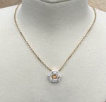 JAY FEDER 14K YELLOW GOLD DIAMOND ENAMEL HEXAGON NECKLACE