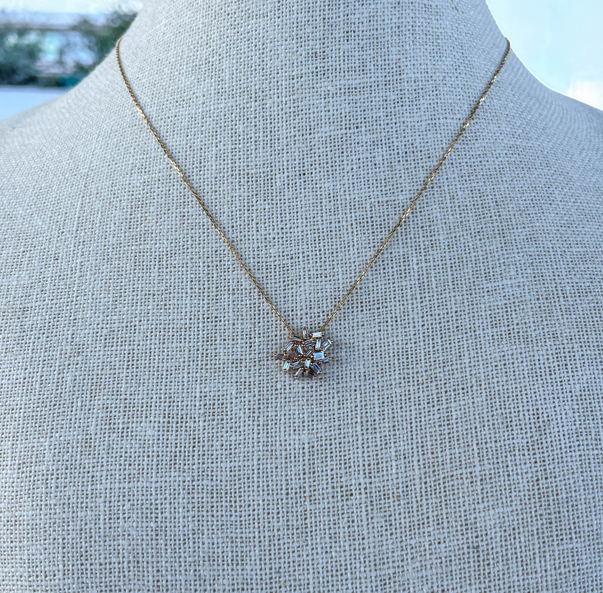 Suzanne Kalan 18K Yellow gold Baguette Diamond Firework Necklace