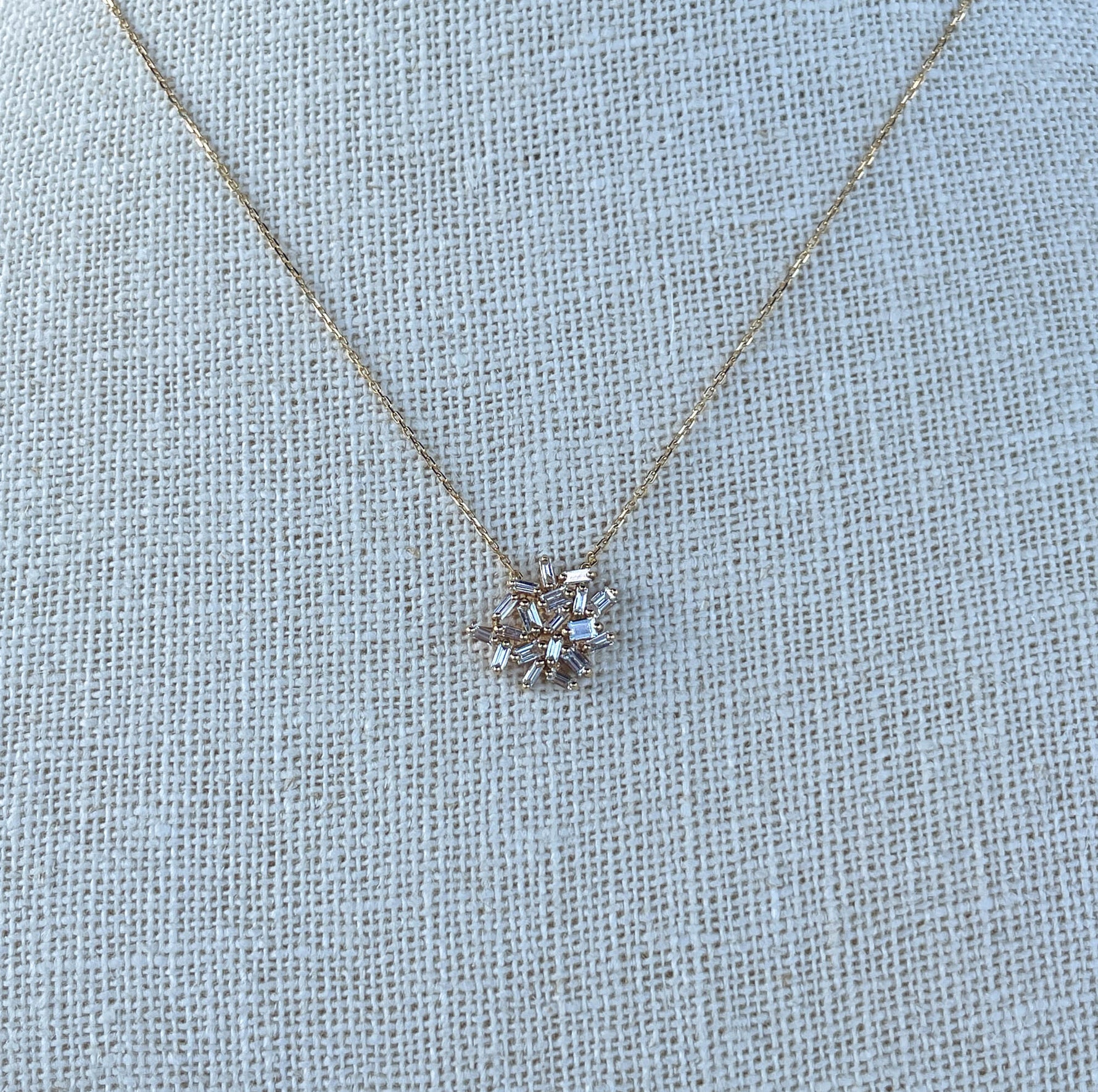 Suzanne Kalan 18K Yellow gold Baguette Diamond Firework Necklace