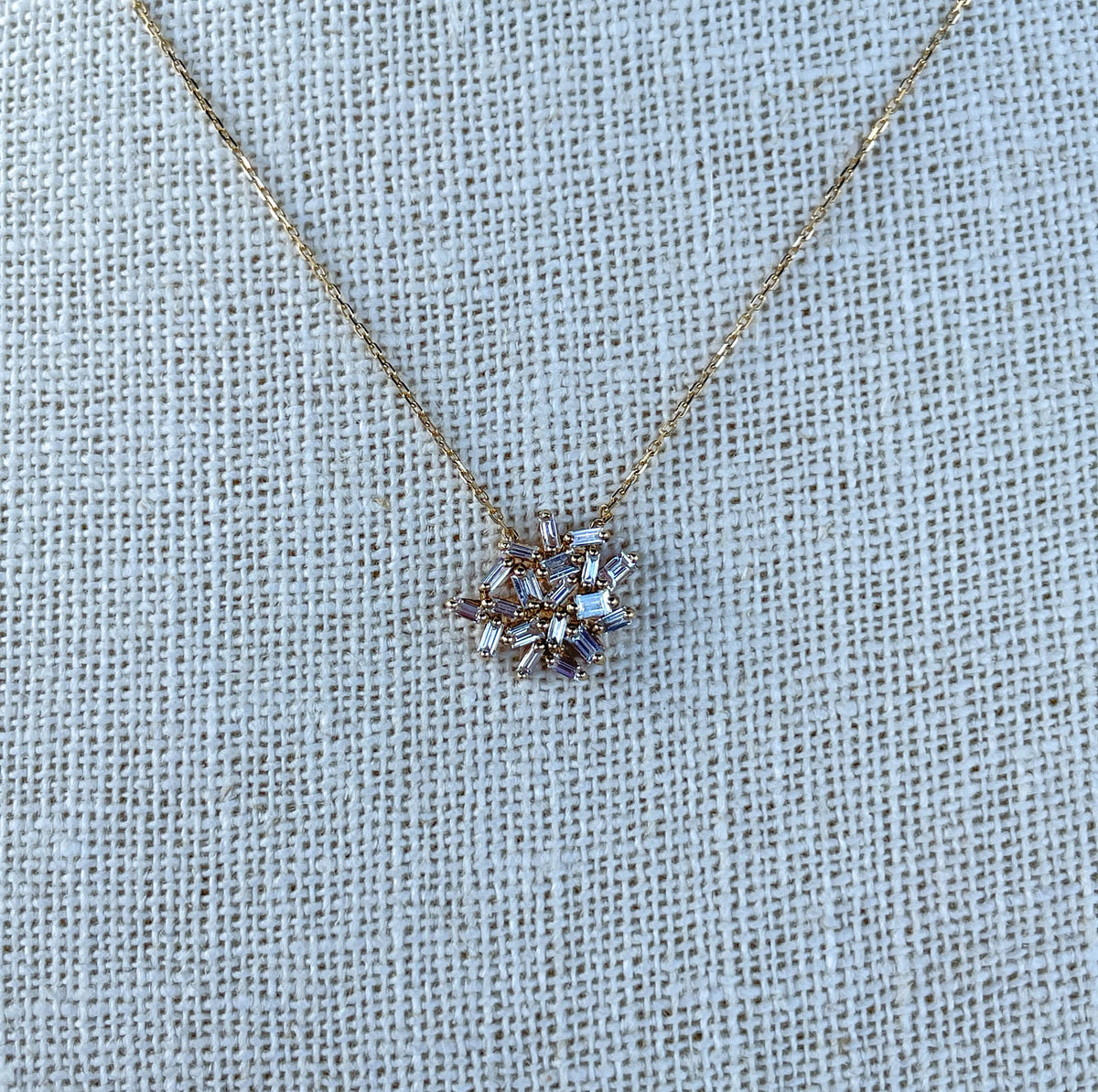 Suzanne Kalan 18K Yellow gold Baguette Diamond Firework Necklace