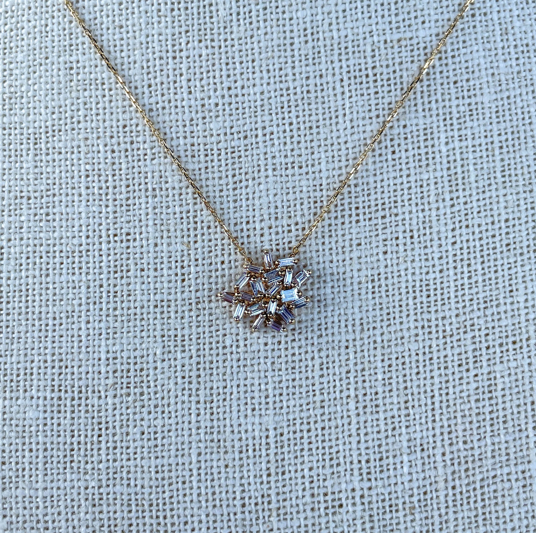 Suzanne Kalan 18K Yellow gold Baguette Diamond Firework Necklace