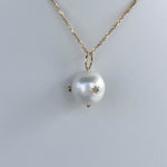 JAY FEDER 14K YELLOW GOLD PEARL STAR DIAMOND PENDANT NECKLACE
