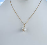 JAY FEDER 14K YELLOW GOLD PEARL DIAMOND STAR PENDANT