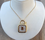 JAY FEDER 14K YELLOW GOLD PEARL LOCK NECKLACE