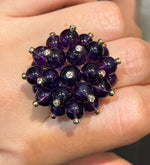 Aletto Brothers 18K Yellow Gold Amethyst Diamond Cluster Ring