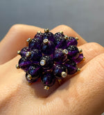 Aletto Brothers 18K Yellow Gold Amethyst Diamond Cluster Ring