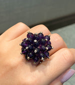 Aletto Brothers 18K Yellow Gold Amethyst Diamond Cluster Ring