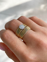 Jay Feder 18K Two Tone Gold Diamond Flex Ring
