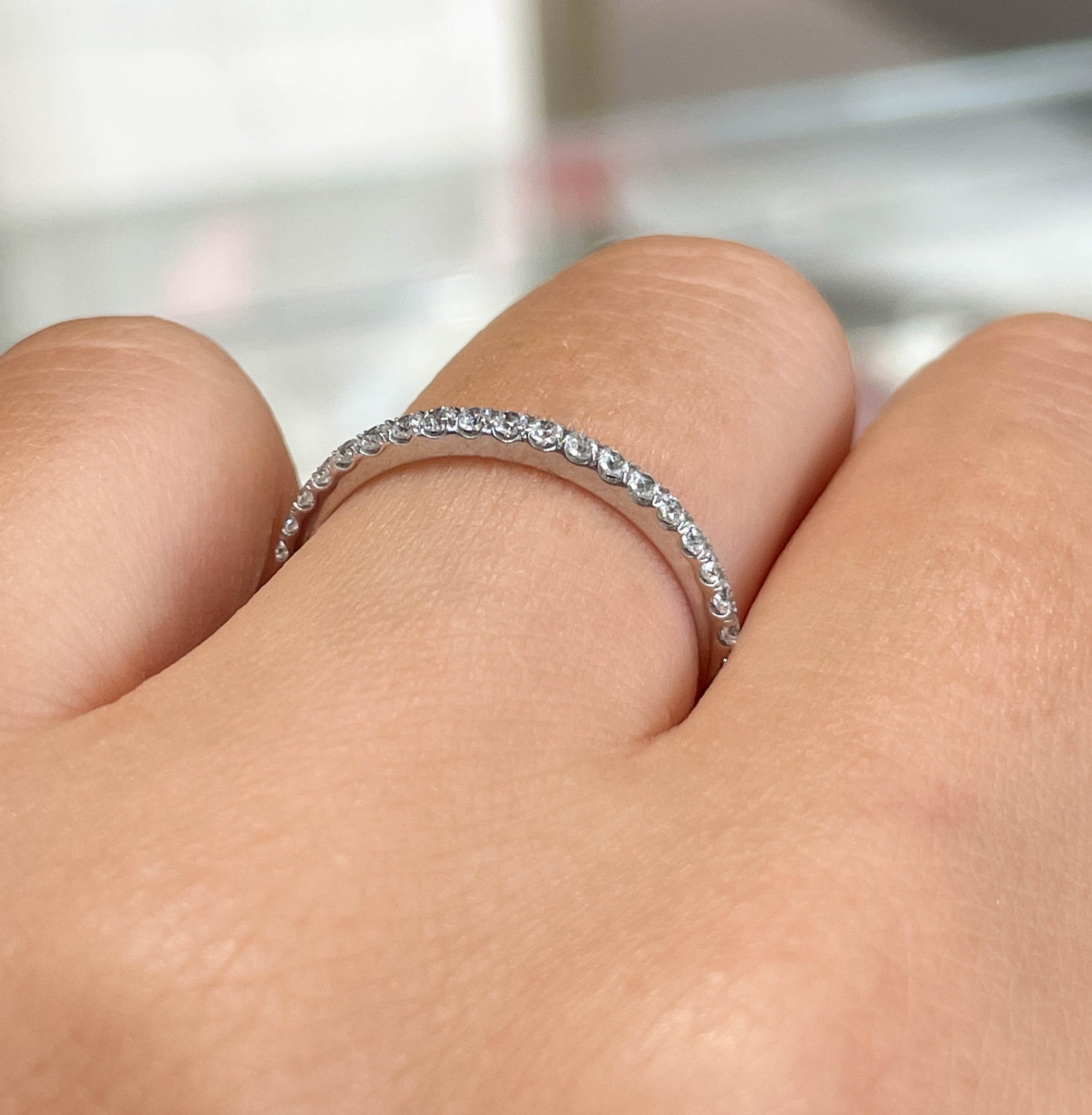 Jay Feder 14K White Gold And Diamond Wedding Band