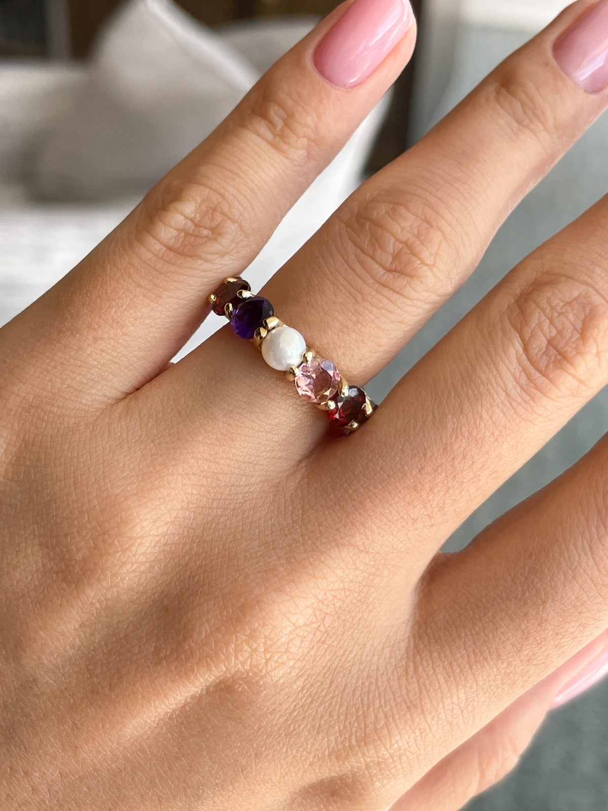 Eden Presley 14K Yellow Gold Round Colored Stone Eternity Band