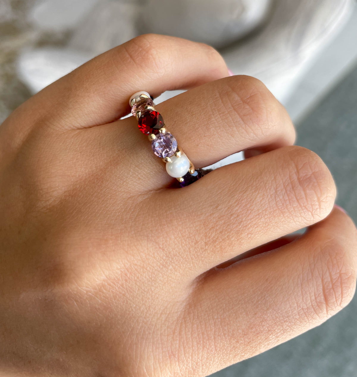 Eden Presley 14K Yellow Gold Round Colored Stone Eternity Band