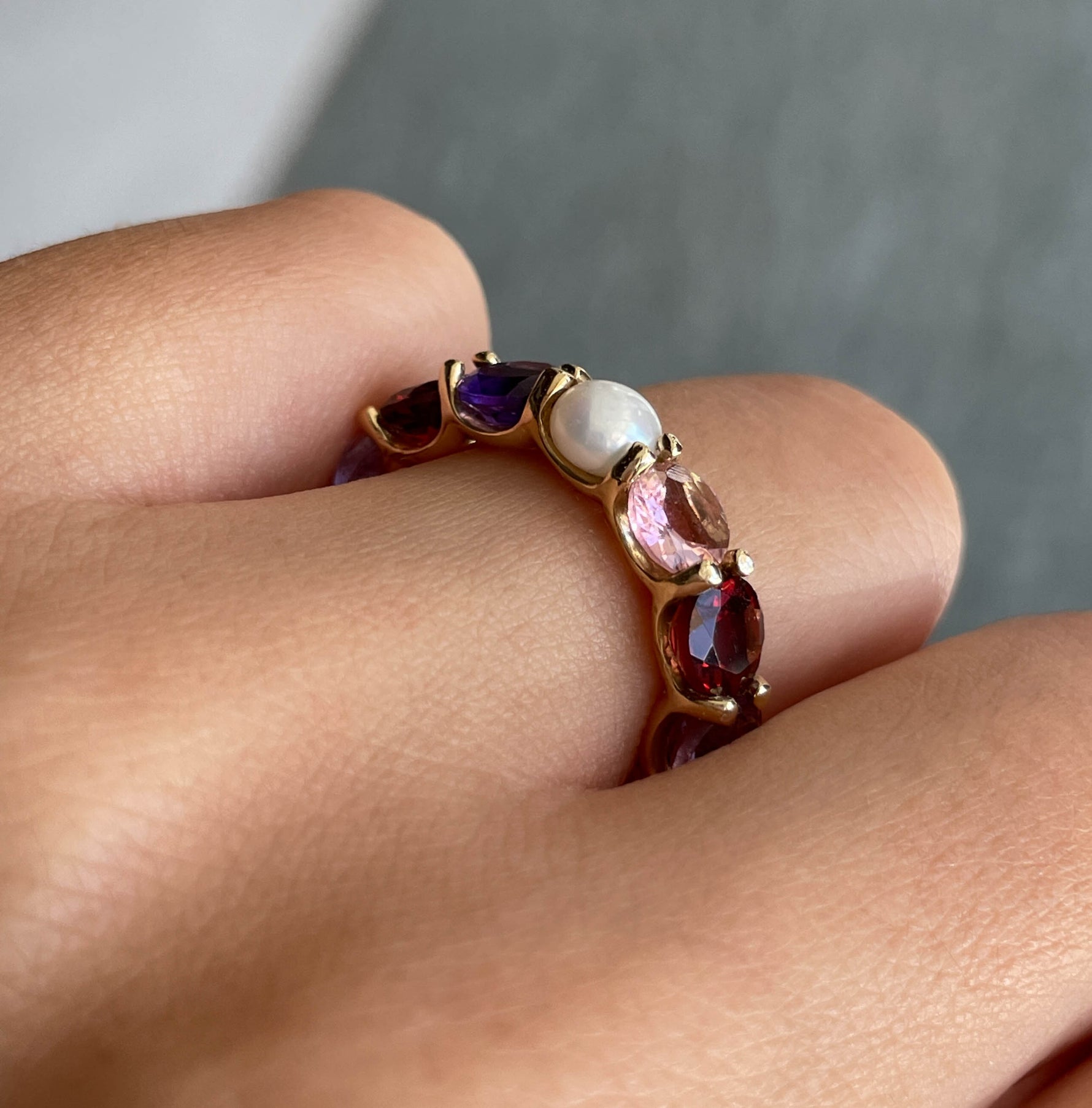 Eden Presley 14K Yellow Gold Round Colored Stone Eternity Band