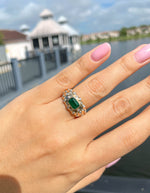 Jay Feder 14K Yellow Gold Emerald Diamond Ring
