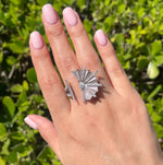 18k Two Tone Gold Diamond Enamel Amaranta Cocktail Ring