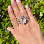 18k Two Tone Gold Diamond Enamel Amaranta Cocktail Ring